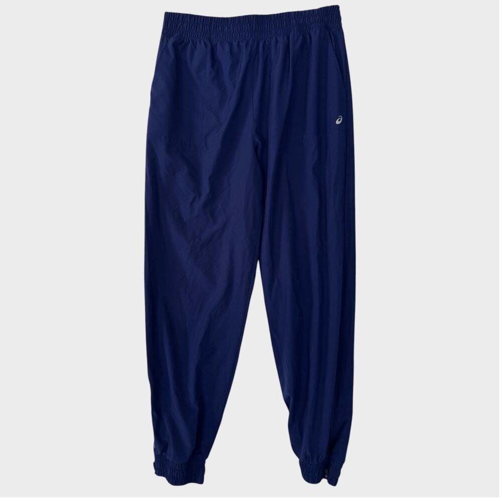 Asics Large Blue Pants Jogger Track Pants Elastic Waistband